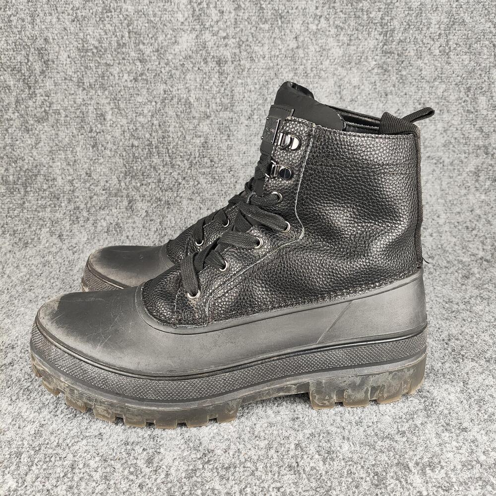 Karl Lagerfeld Boots Mens Size 12 Black Leather Rain Ankle Winter Lace Up